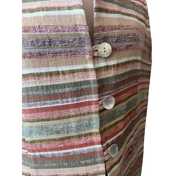 Coldwater Creek Pastel Striped Shell Button-Up Vest Multicolor Tapestry Fabric - Picture 2 of 7